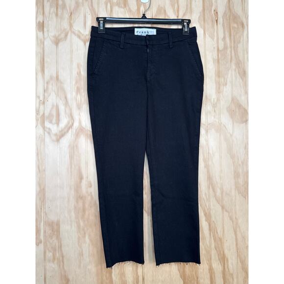 Frank & Eileen Black Stretch Crop Pants Size 4 Frayed Hem Quiet Luxury, - Picture 8 of 8